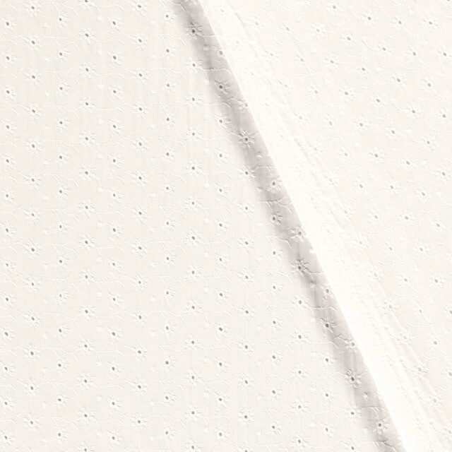 Baumwolle popeline bestickt blumen offwhite