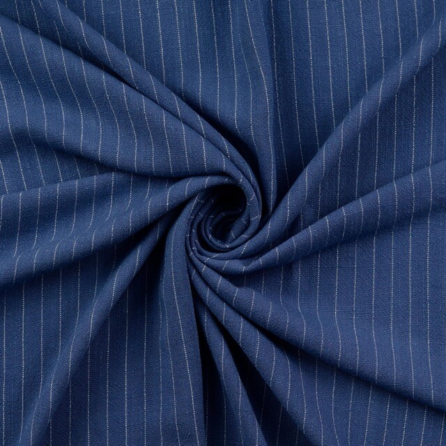 Viskose leinen slub streifen jeansblau