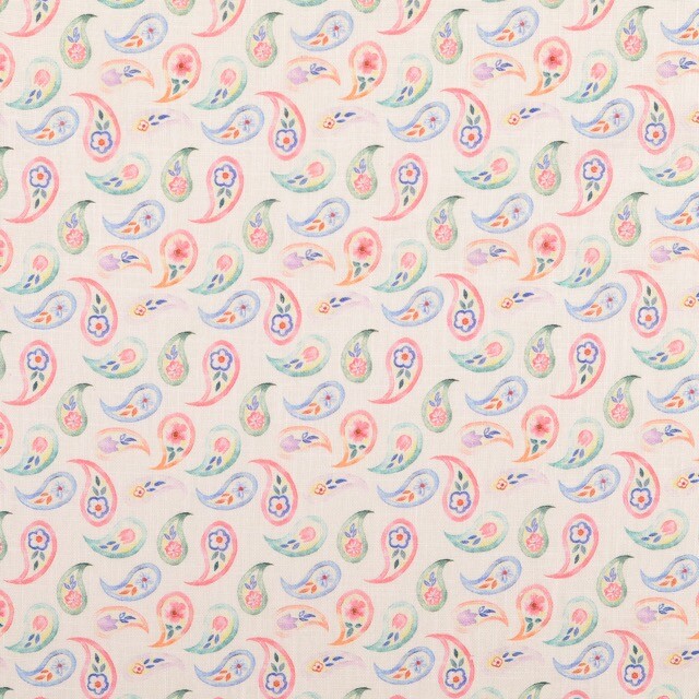 Leinen gewaschen Digitaldruck Paisley rosa