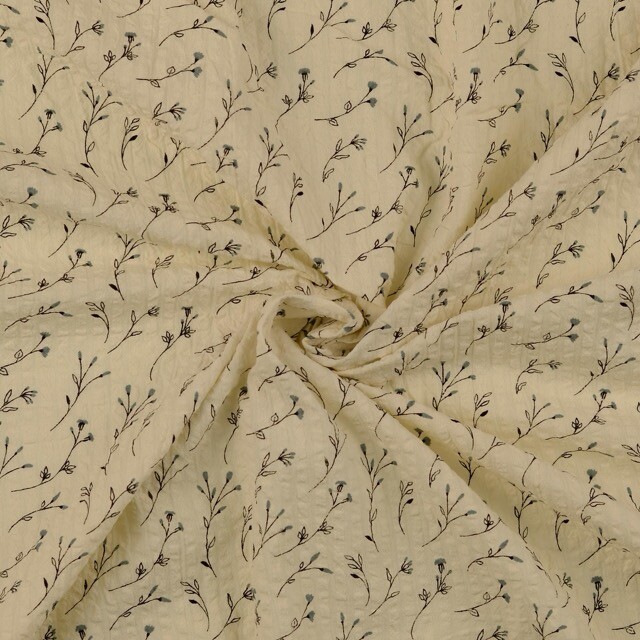 Seersucker vintage blumen grau