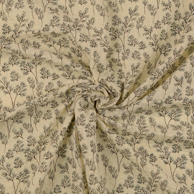 Seersucker vintage blumen grau