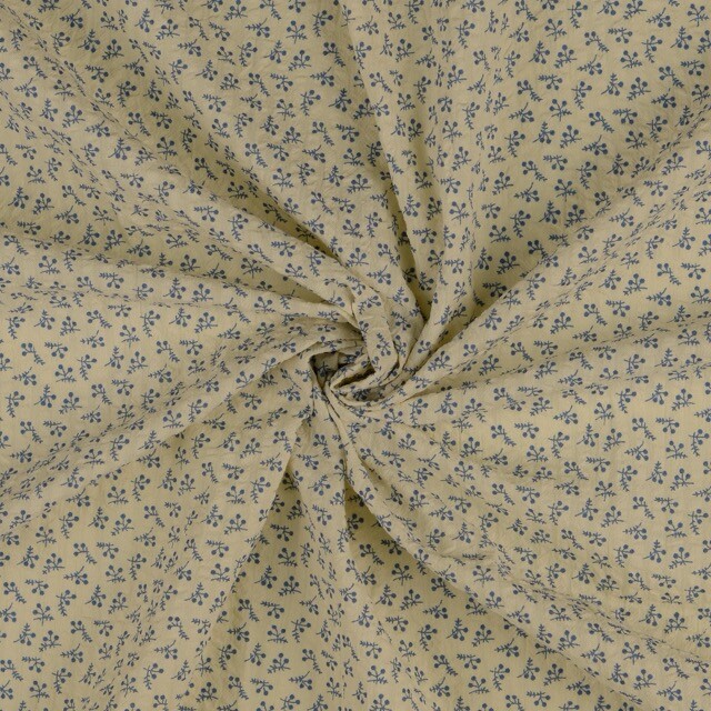 Seersucker vintage blumen jeansblau