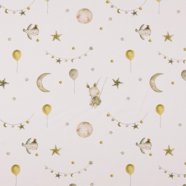 Baumwolljersey digitaldruck zirkus offwhite