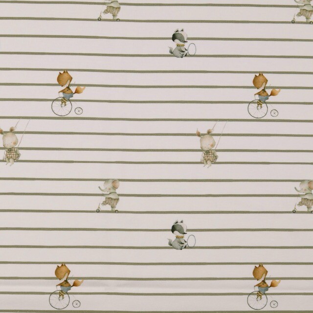 Baumwolljersey digitaldruck tiere offwhite