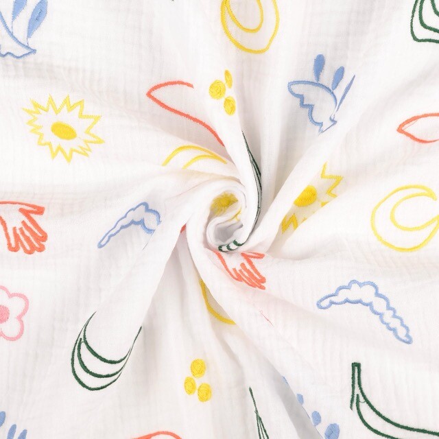 Baumwoll musselin stickerei figuren weiß