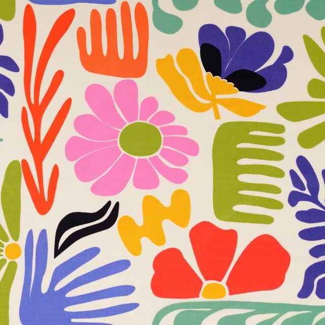 Viskose popeline blumen multicolor