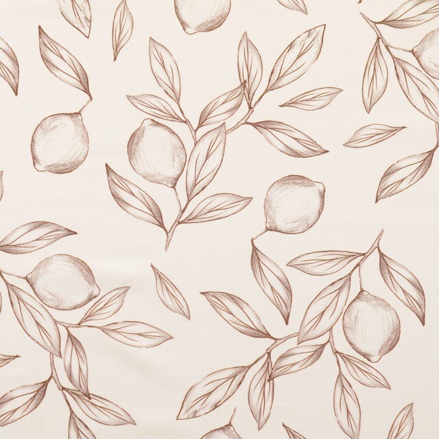 Baumwolle popeline digitaldruck zitronen braun