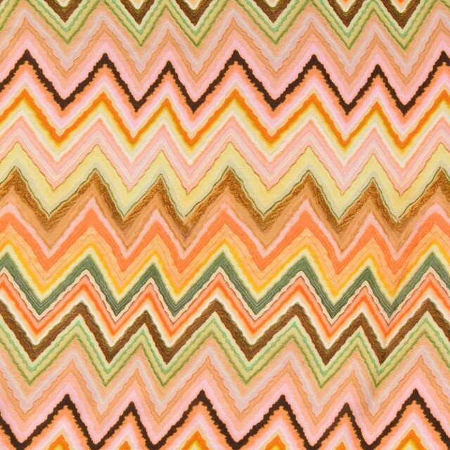 Viskose satin digitaldruck zickzack gelb/orange