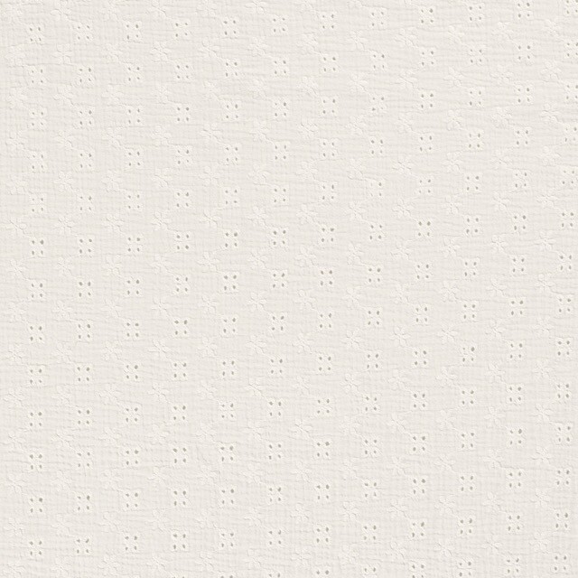 Baumwoll Musselin bestickt Blumen offwhite
