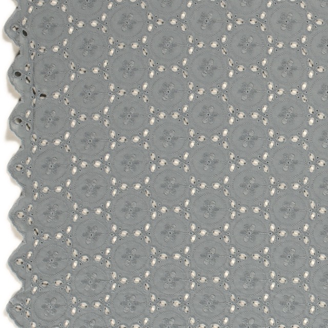 Baumwoll Voile bestickt Abstrakt stahlblau