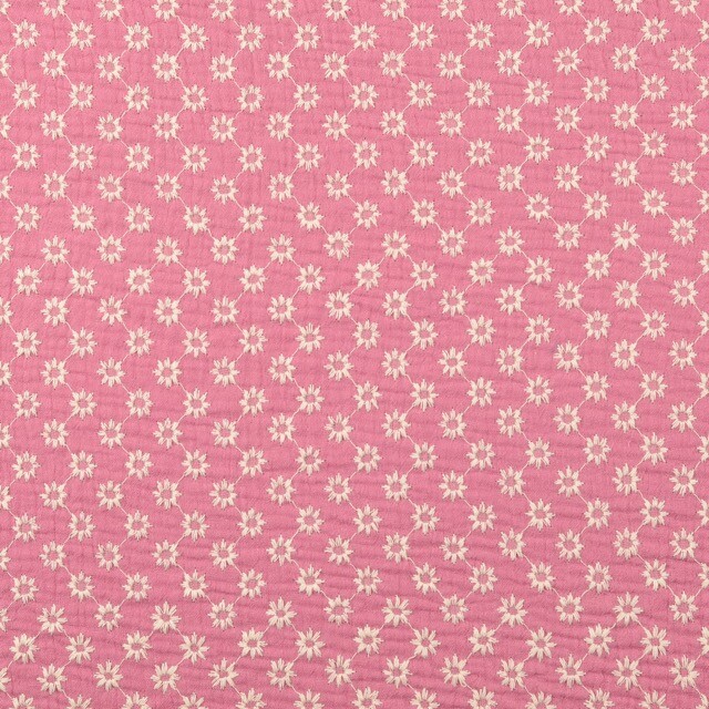 Baumwoll musselin stickerei blümchen rosa