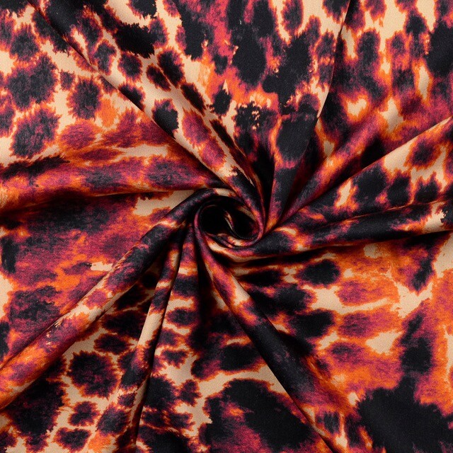 Viskose satin digitaldruck tierfelle rot