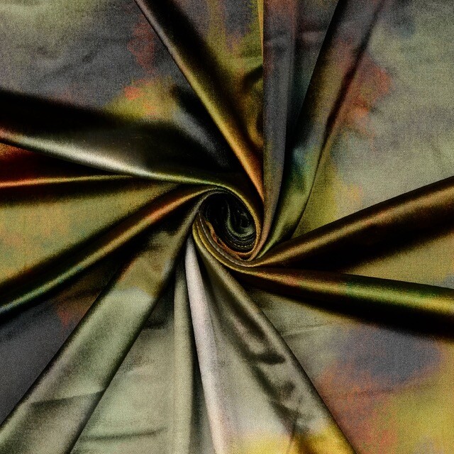 Samt stoff digitaldruck batik grün multicolor