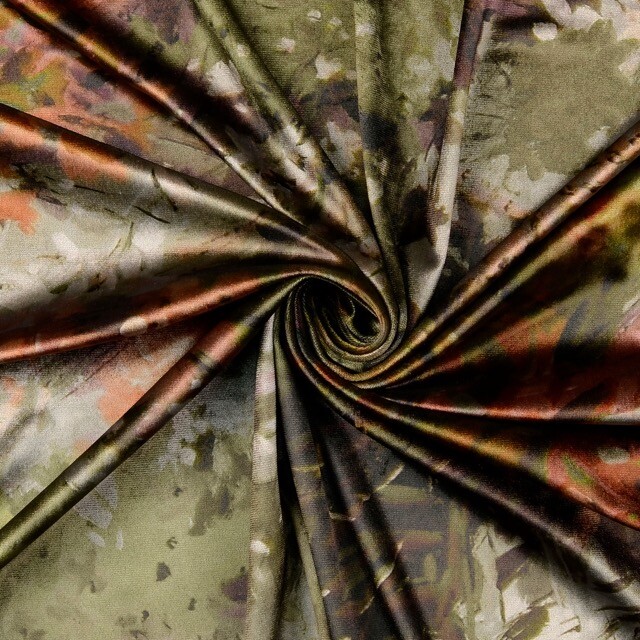 Samt stoff digitaldruck blumen grün multicolor