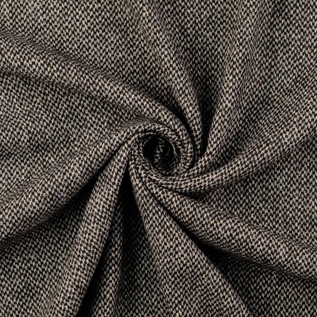 Mantel tweed melange geometrisch schwarz/grau