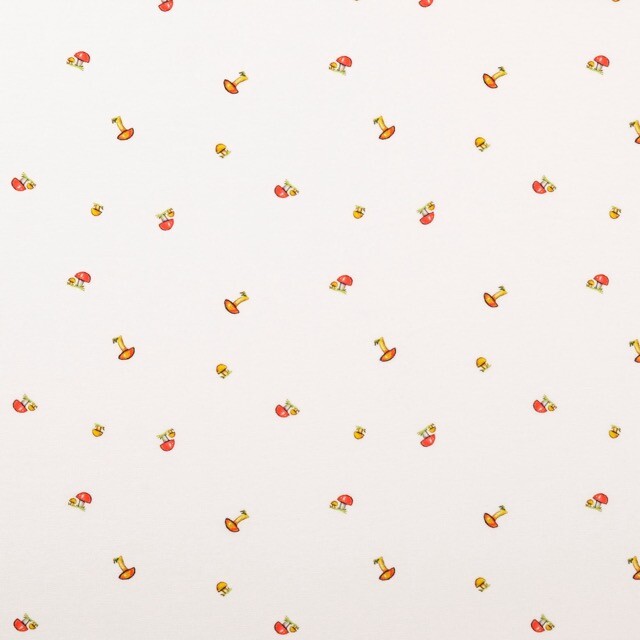 Baumwolljersey digitaldruck pilze weiß