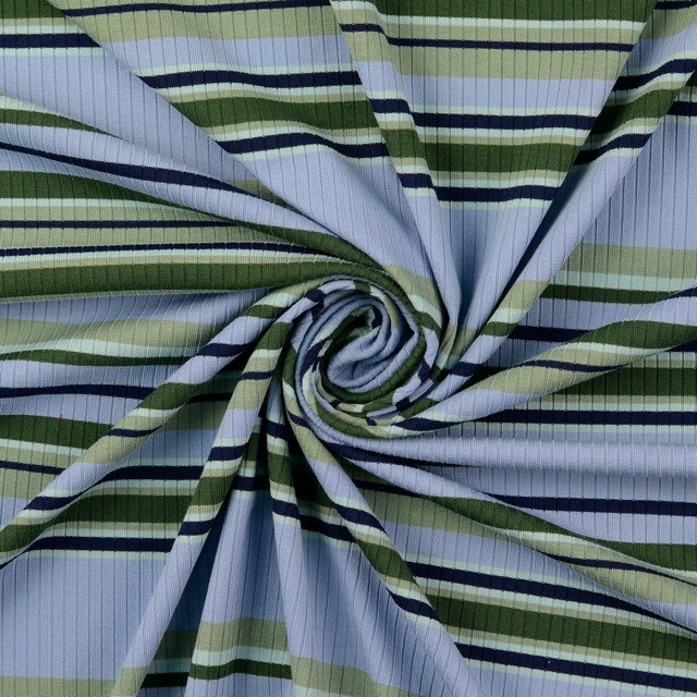 Ripp jersey garngefärbt streifen blau