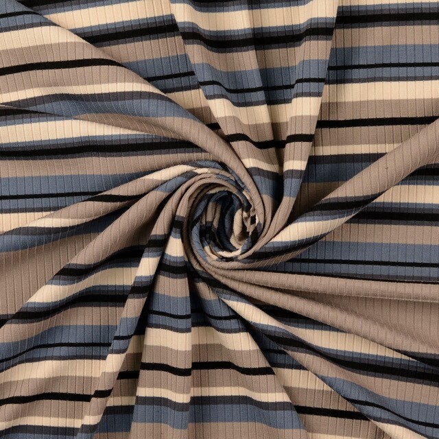 Ripp jersey garngefärbt streifen grau