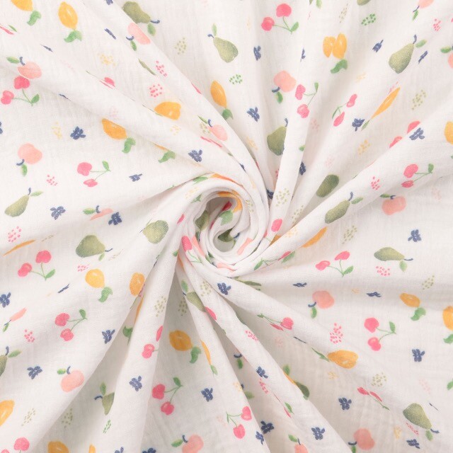 Baumwoll musselin digitaldruck obst rosa