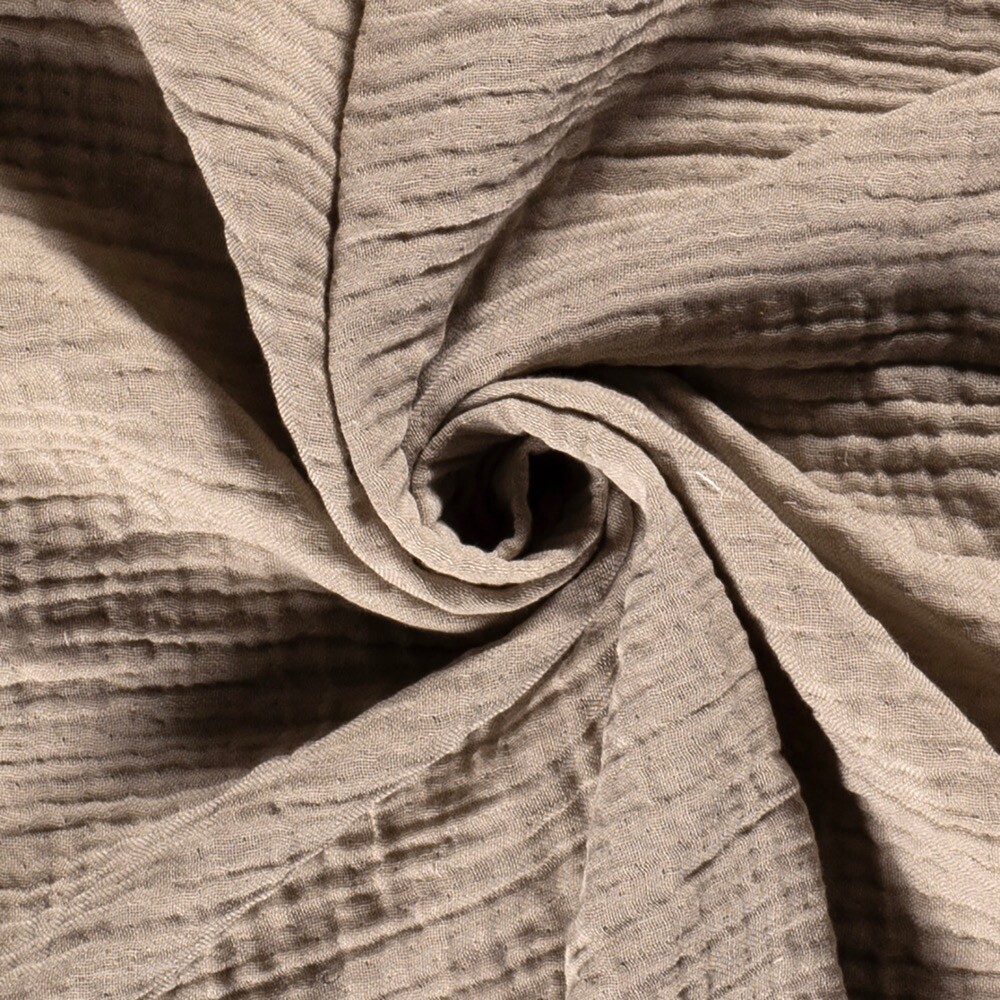 Musselin 4-lagig recycled uni taupe grau