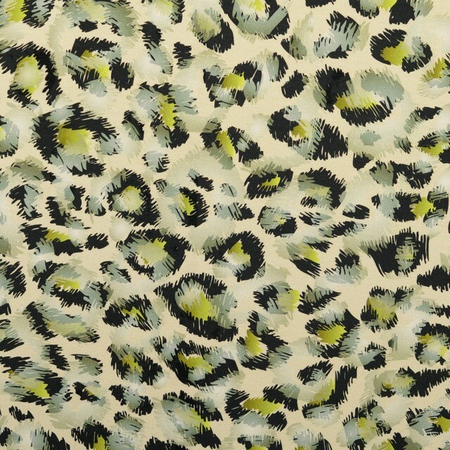 Baumwolljersey digitaldruck leopard grün