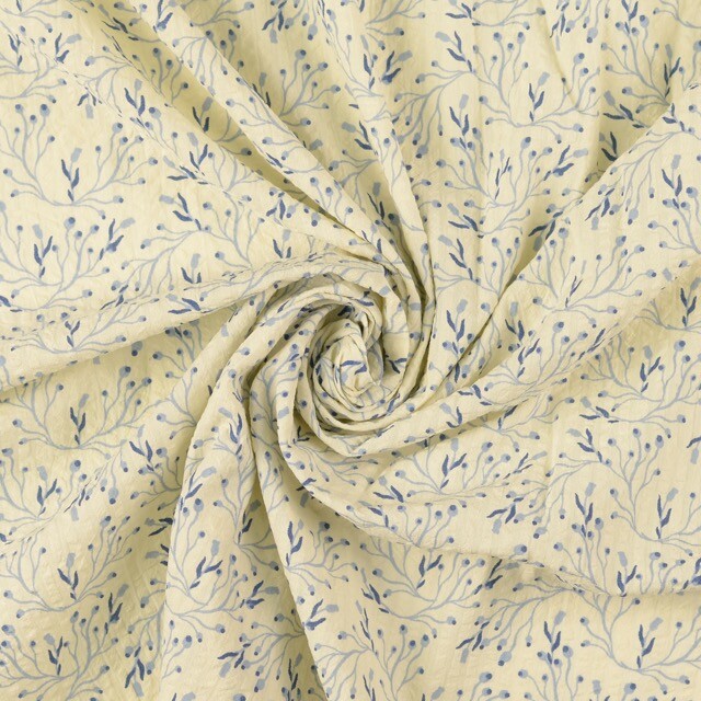 Seersucker blumen blau