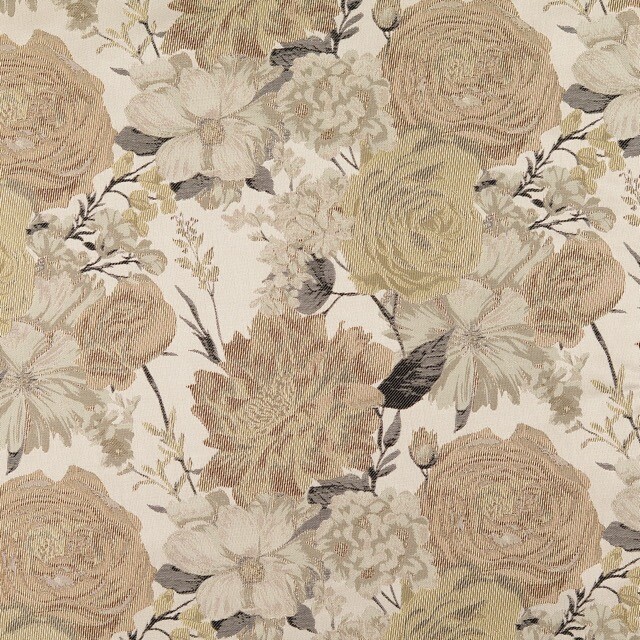 Jacquard stoff blumen beige