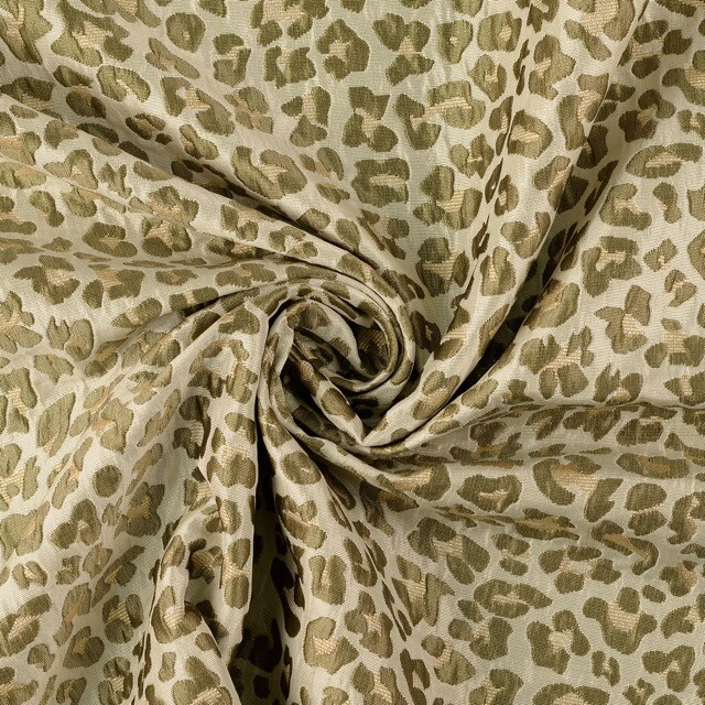 Jacquard stoff lurex leopard olivgrün
