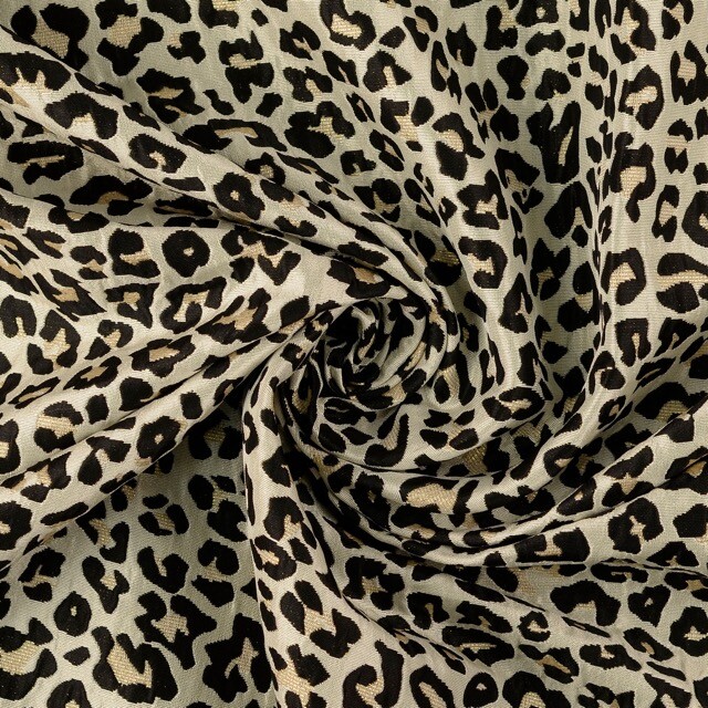 Jacquard stoff lurex leopard schwarz