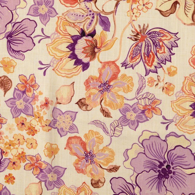 Viskose leinen digitaldruck blumen rosa