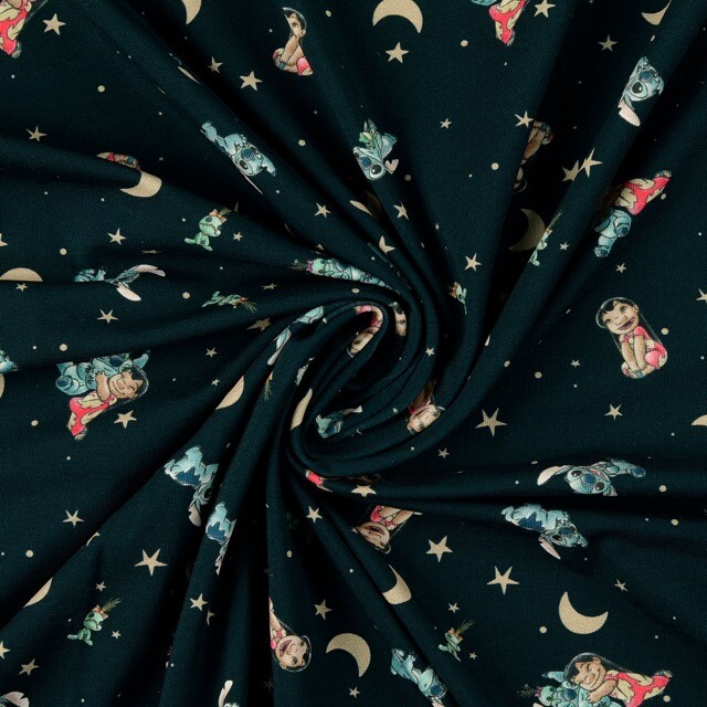 Baumwolljersey digitaldruck lilo & stitch sterne marine