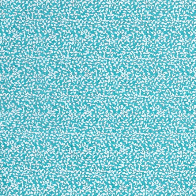Baumwolle popeline bedruckt blätter türkis