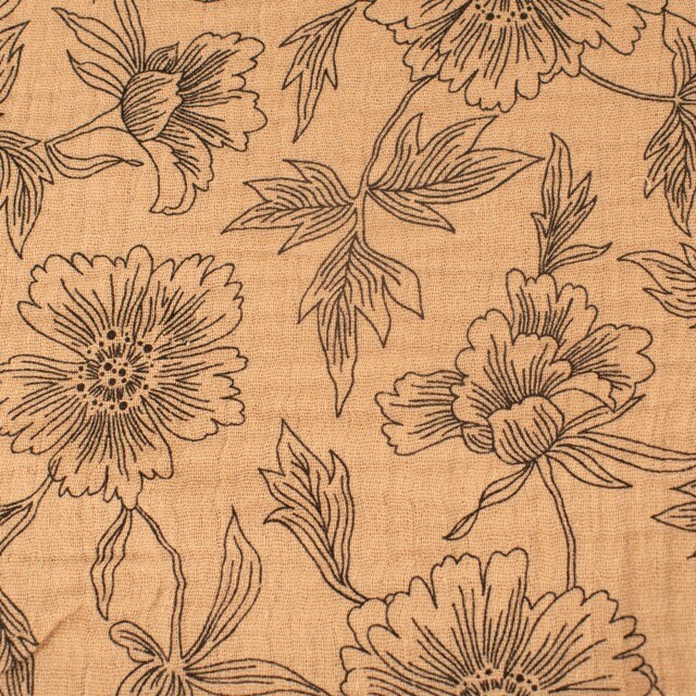 Baumwoll Musselin Blumen terra rosa