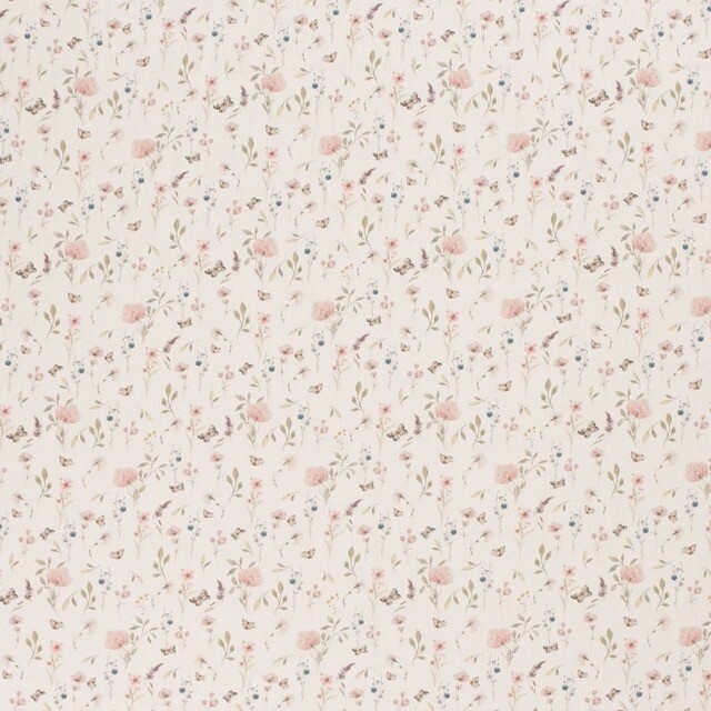 Ripp jersey digital bedruckt blumen gebrochenes weiß