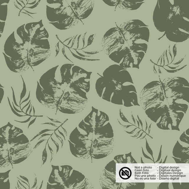 Baumwolle popeline blätter olivgrün