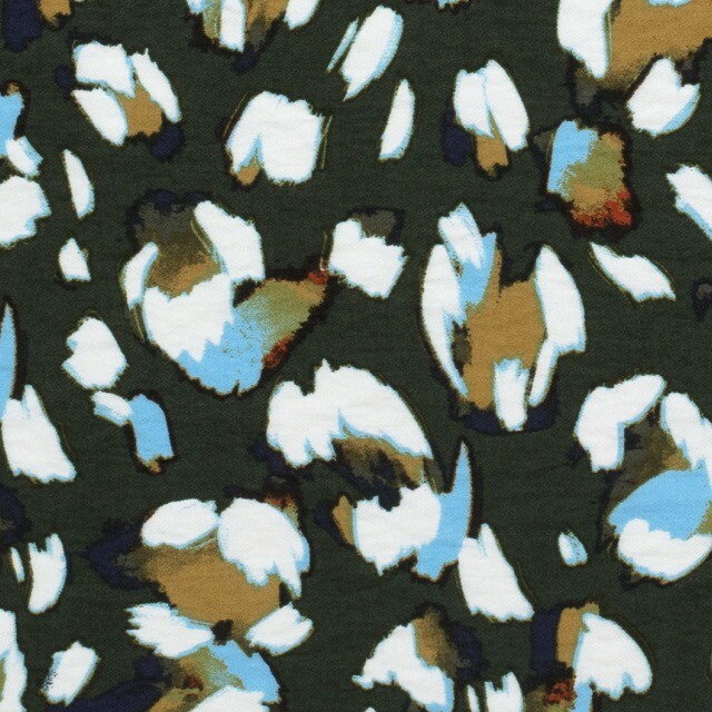 Viskose nylon krepp abstrakt khaki grün