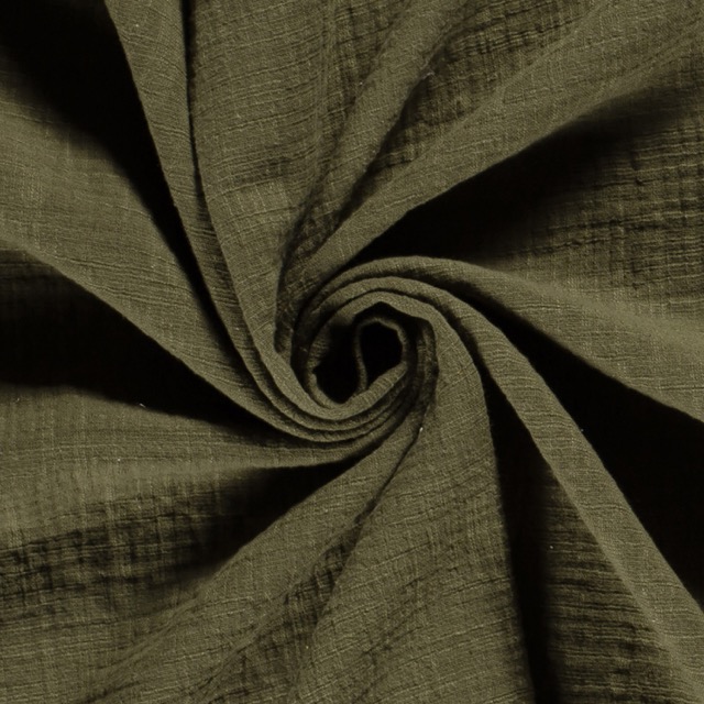 Baumwoll Musselin Slub khaki grün