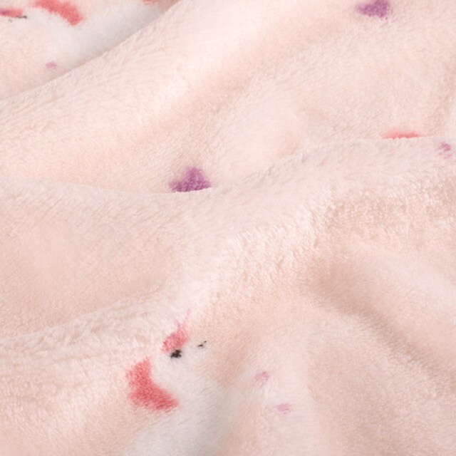 Coral fleece bedruckt einhörner rosa