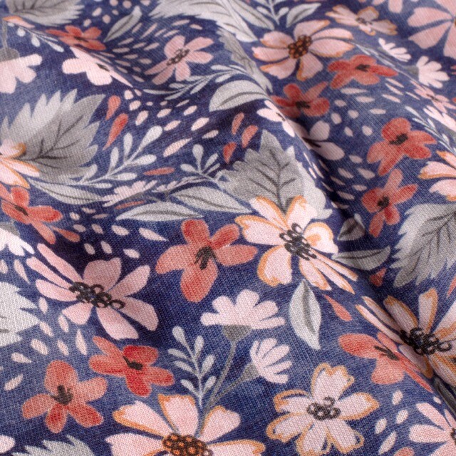 Sweat Digitaldruck Blumen marine