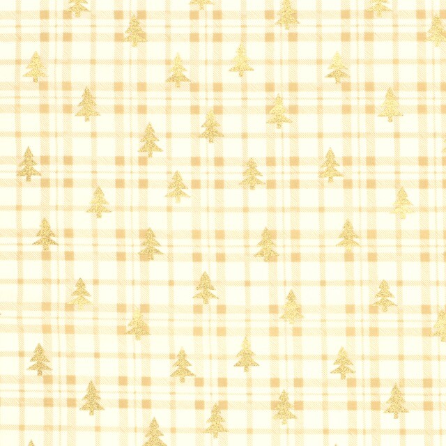 Baumwolle Weihnachten Bäume offwhite/gold