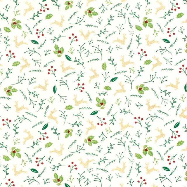 Baumwolle Weihnachten Rehe offwhite/gold