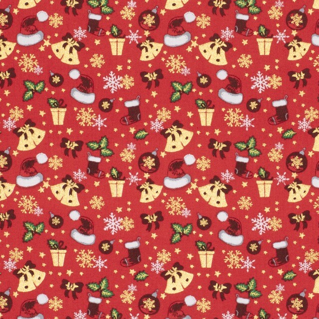 Baumwolle Weihnachten Schmuck rot/gold