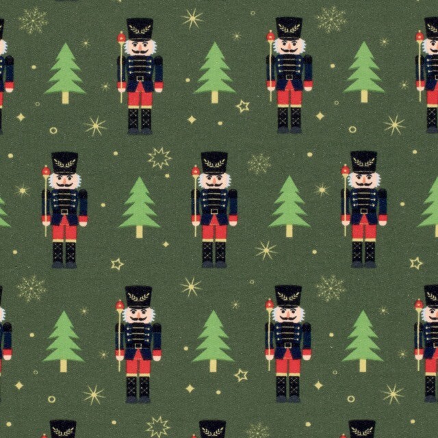 Sweat/french terry weihnachten nussknacker grün/gold