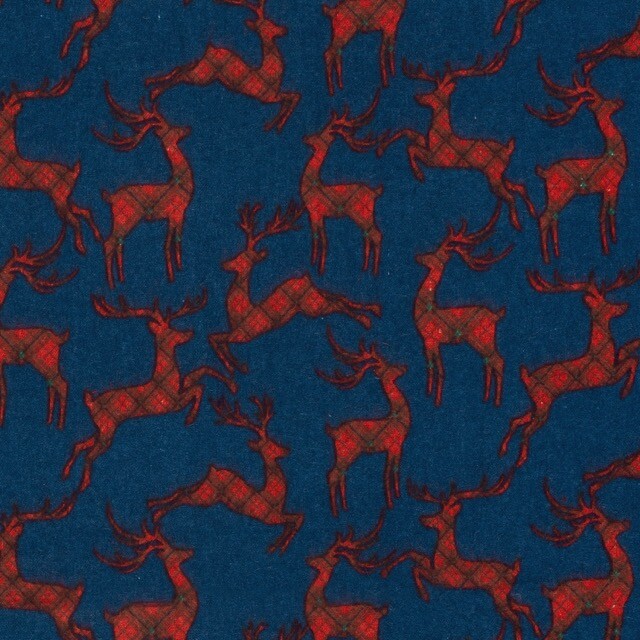 Flanell stoff weihnachten hirsche marine