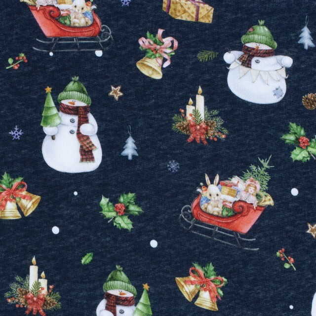 Sweat Digitaldruck Weihnachten Schneemänner marine