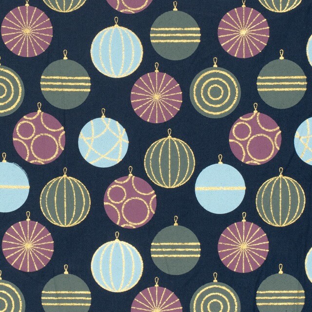 Baumwolle weihnachten kugeln marine/gold