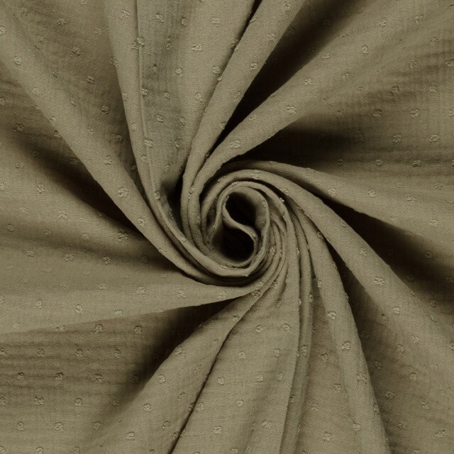 Baumwoll musselin dobby punkte olivgrün