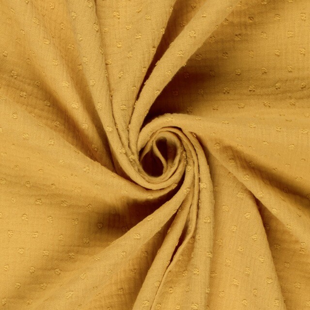 Baumwoll musselin dobby punkte ocker