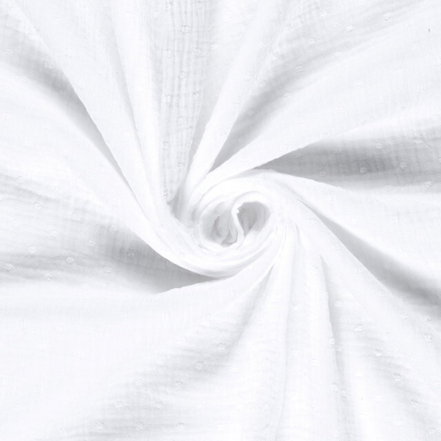 Baumwoll musselin dobby punkte weiß