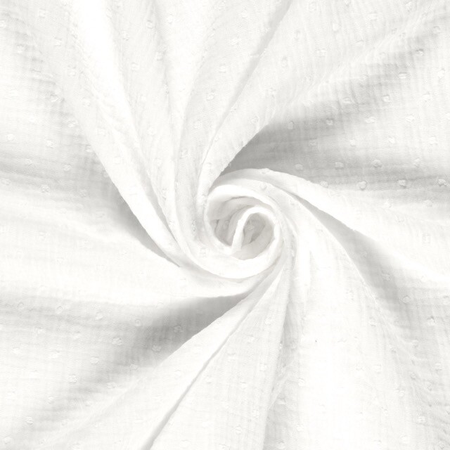 Baumwoll musselin dobby punkte offwhite